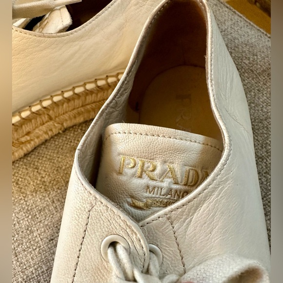 Prada platform espadrille leather sneakers. - Picture 7 of 13